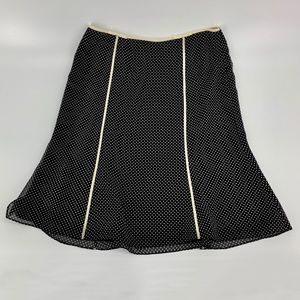 Ann Taylor A-Line Silk Black Polka Dot Skirt